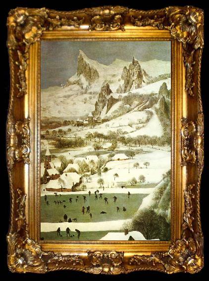 framed  Pieter Bruegel detalj fran jagarna i snon,januari, ta009-2