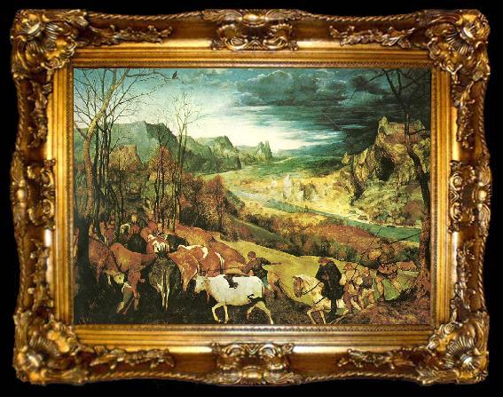 framed  Pieter Bruegel hjorden drives hem ,oktober eller november, ta009-2