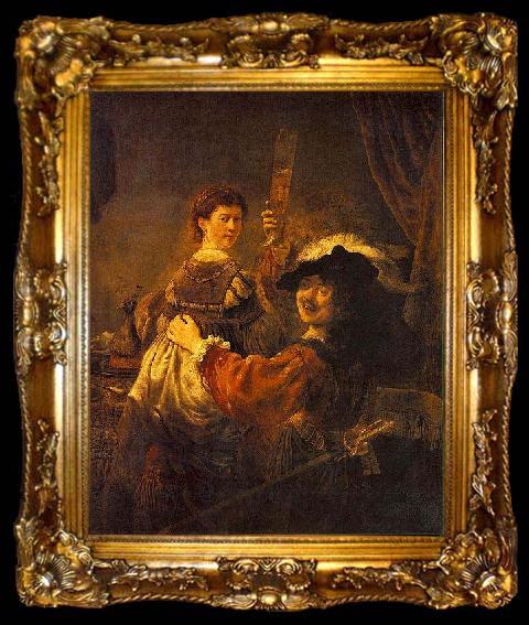 framed  REMBRANDT Harmenszoon van Rijn Rembrandt and Saskia pose as The Prodigal Son in the Tavern, ta009-2
