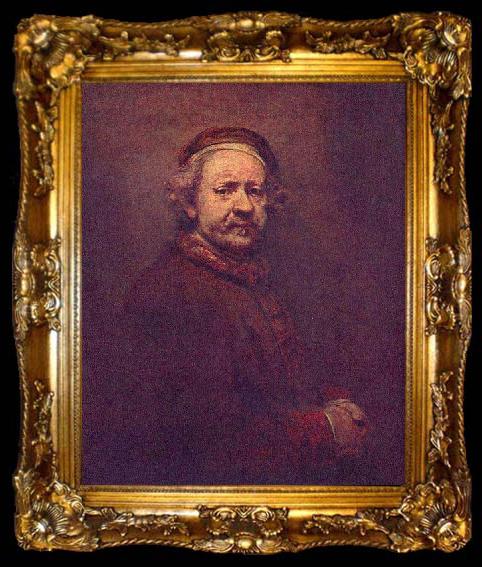 framed  REMBRANDT Harmenszoon van Rijn Dated 1669, the year he died, though he looks much older in other portraits. National Gallery, ta009-2