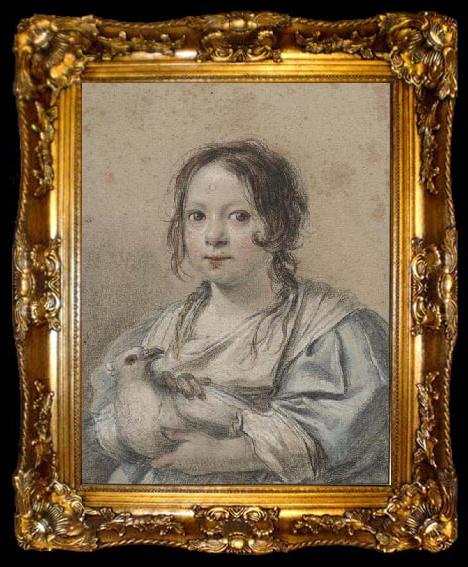 framed  Simon Vouet Portrait of Angelique Vouet, ta009-2