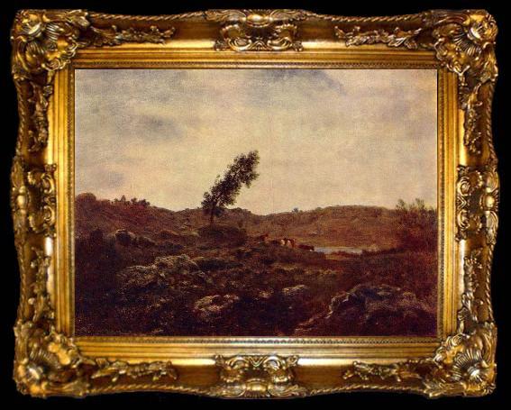 framed  Theodore Rousseau Barbizon landscape,, ta009-2