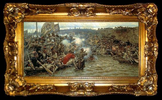 framed  Vasily Surikov Conquest of Siberia by Yermak, ta009-2