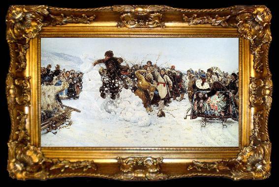 framed  Vasily Surikov Storm of Snow Fortress, ta009-2