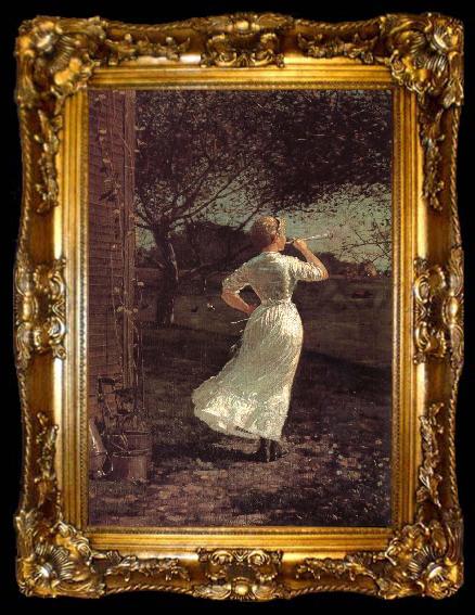 framed  Winslow Homer Dinner Horn, ta009-2