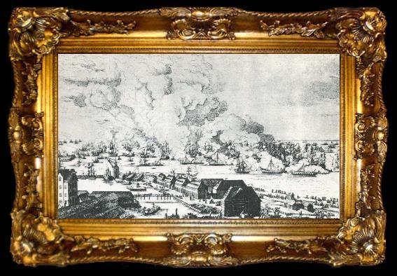 framed  unknow artist slaget  vid kopenhamnhamn 1801, ta009-2
