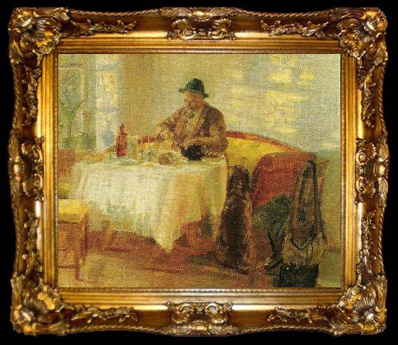 framed  Anna Ancher frokost for jagten, ta009-2