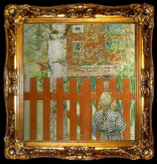 framed  Carl Larsson staketet-vid staketet, ta009-2