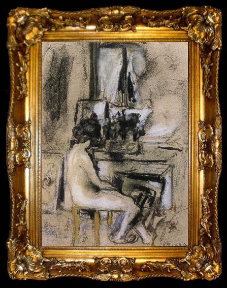 framed  Edouard Vuillard Nude front of the fireplace, ta009-2