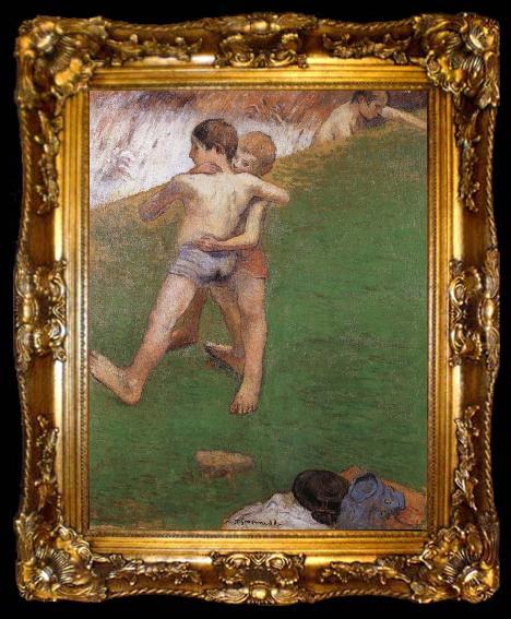 framed  Paul Gauguin chidren wrestling, ta009-2