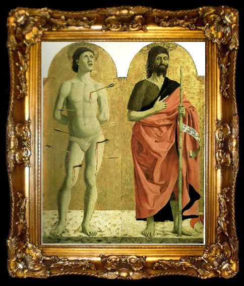 framed  Piero della Francesca sts sebastian and john the baptist from the polyptych of the misericordia, ta009-2