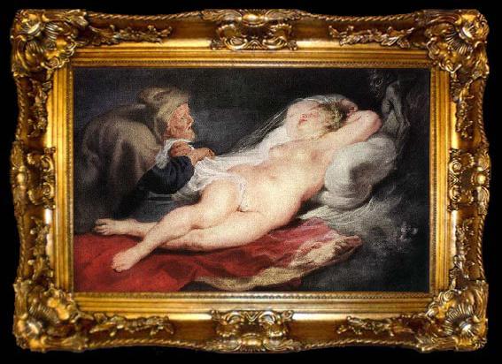framed  RUBENS, Pieter Pauwel The Hermit and the Sleeping Angelica, ta009-2