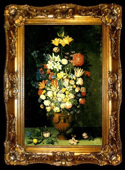 framed  Ambrosius Bosschaert stilleben med stor blomstervas, ta009-2