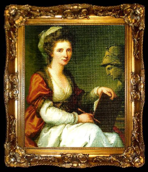 framed  Angelica Kauffmann sjalvportratt med minervabyst, ta009-2