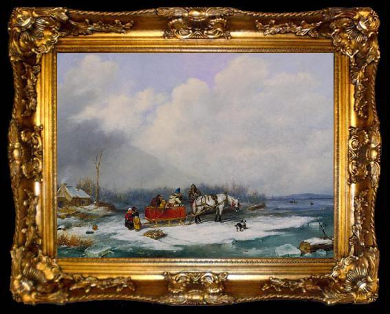 framed  Cornelius Krieghoff Winter Landscape, ta009-2