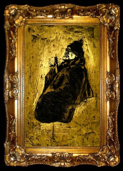 framed  Edvard Munch gammal kvinna med paraply, ta009-2