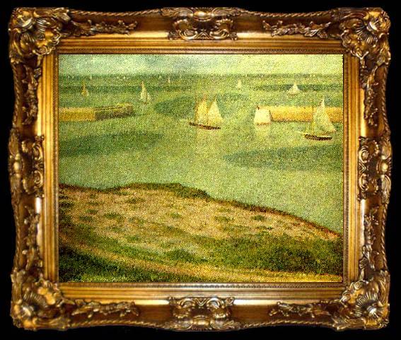 framed  Georges Seurat fiskeflottan utanfor port, ta009-2