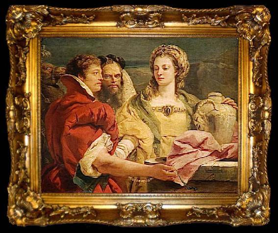 framed  Giovanni Domenico Tiepolo Rebecca at the Well, ta009-2