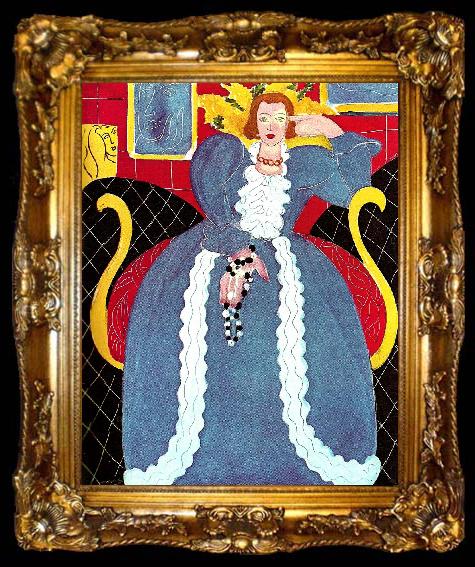 framed  Henri Matisse kvinna i blatt, ta009-2
