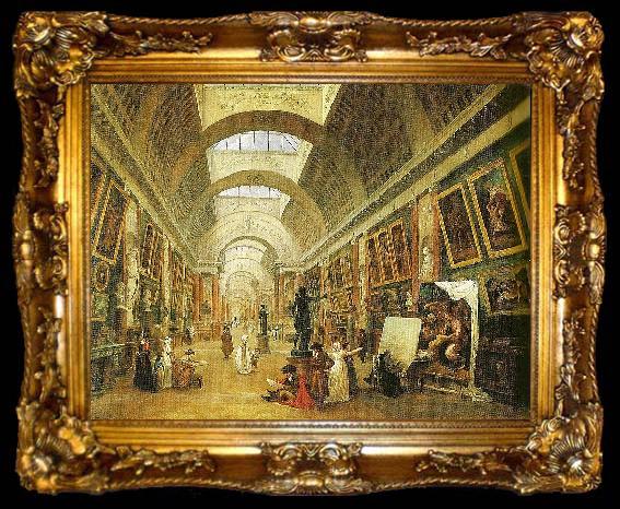 framed  Hubert Robert Die Grand Galerie des Louvre, ta009-2