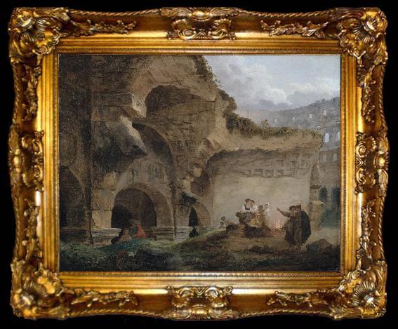 framed  Hubert Robert Washerwomen in the Ruins of the Colosseum, ta009-2