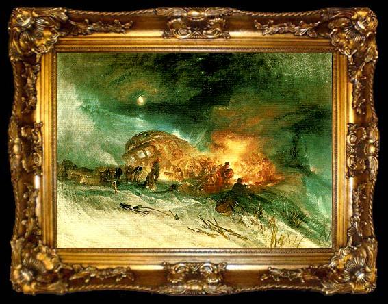 framed  J.M.W.Turner messieurs les voyageurs on their return from italy in a snow drift upon mount tarrar, ta009-2