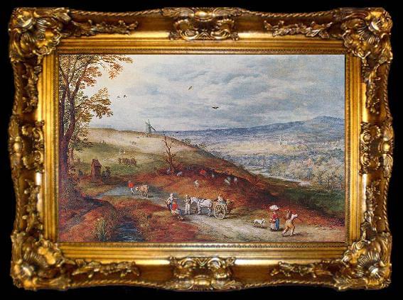 framed  Jan Brueghel The Elder Landschaft mit Windmehle, ta009-2