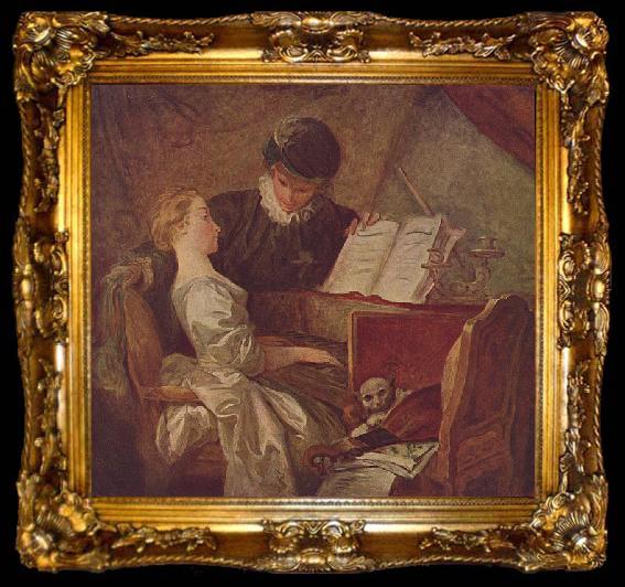 framed  Jean-Honore Fragonard Die Musikstunde, ta009-2