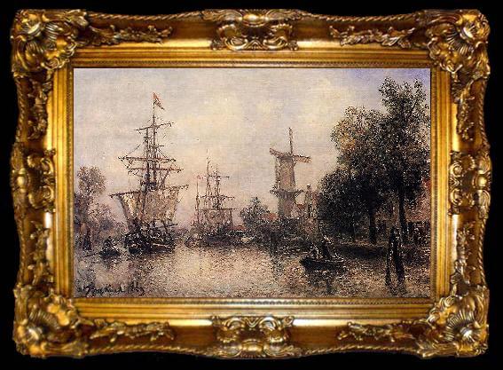 framed  Johan Barthold Jongkind The Port of Rotterdam, ta009-2