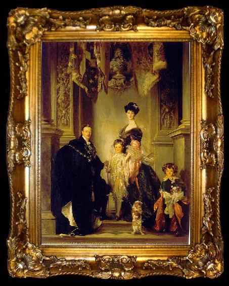 framed  John Singer Sargent Portrait of the 9th Duke of Marlborough with his family, ta009-2