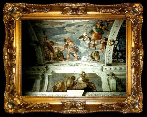 framed  Paolo  Veronese ceiling of the stanza di bacco, ta009-2