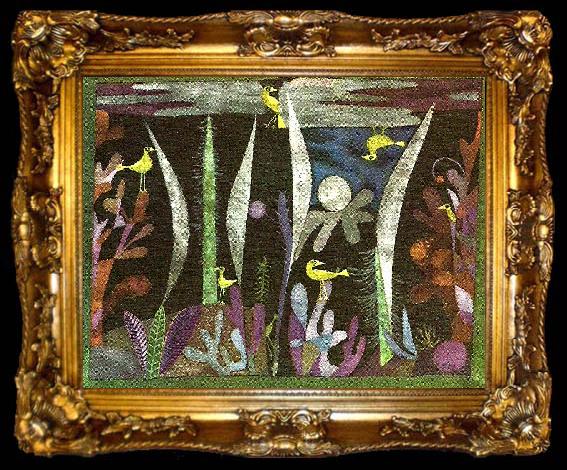 framed  Paul Klee landskap med  gula faglar, ta009-2