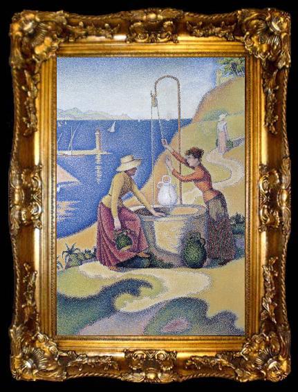 framed  Paul Signac women at the well opus, ta009-2