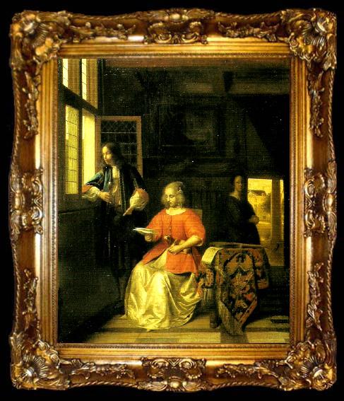 framed  Pieter de Hooch interior med lasande ung dam, ta009-2