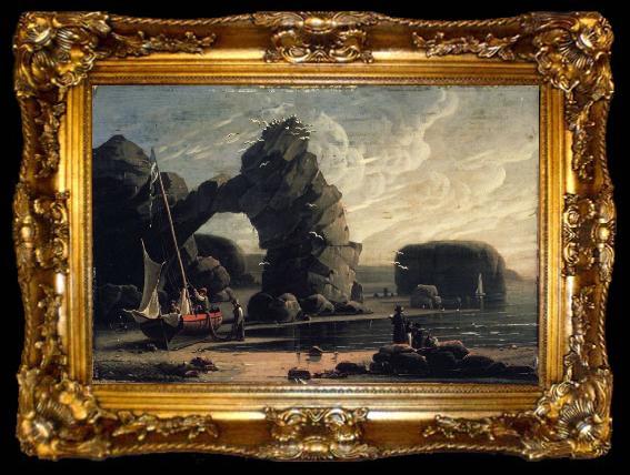 framed  Robert Salmon Curious Rocks Coast of Scotland, ta009-2