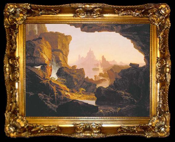 framed  Thomas Cole Subsiding of the Waters of the Deluge, ta009-2