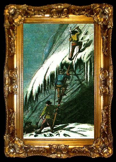 framed  unknow artist sadana har  enkla stegar hade man vid bergsbestigning, ta009-2