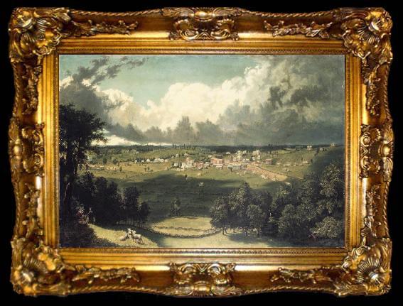 framed  unknow artist Panoramic Landscape with a View of a Small Town, ta009-2
