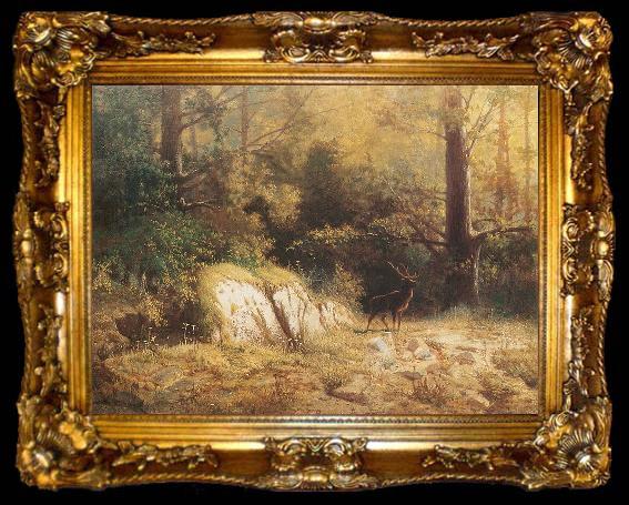 framed  unknow artist Forest landscape with a deer, ta009-2