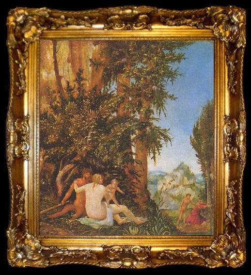 framed  Albrecht Altdorfer Landschaft mit Satyrfamilie, ta009-2
