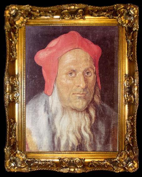 framed  Albrecht Durer Portrat eines bartigen Mannes mit roter Kappe, ta009-2