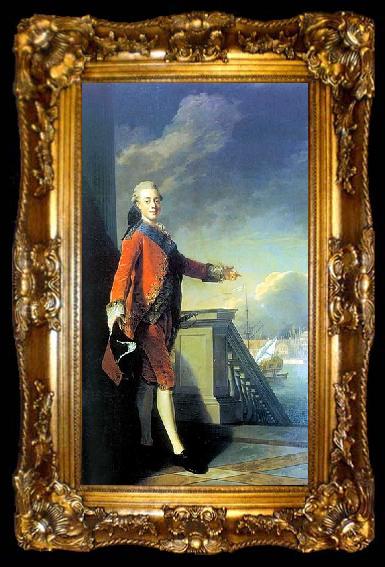 framed  Alexandre Roslin Portrait of Grand Prince Paul Petrovich, ta009-2