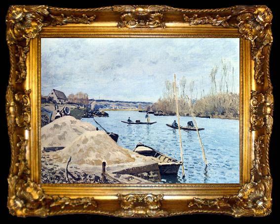 framed  Alfred Sisley Seine bei Port Marly, Mit dem Sandhaufen, ta009-2