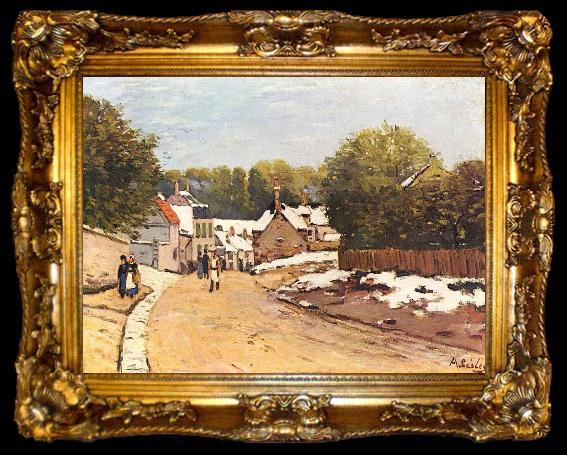 framed  Alfred Sisley Erster Schnee in Louveciennes, ta009-2