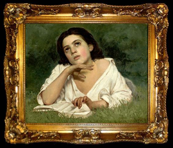framed  Almeida Junior Girl with a Book, ta009-2