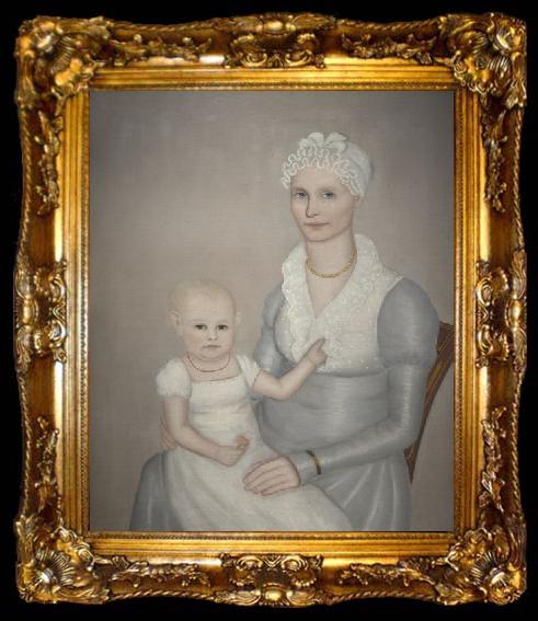 framed  Ammi Phillips Mrs. Wilbur Sherman and daughter Sarah, ta009-2