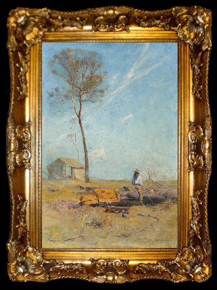 framed  Arthur streeton Whelan on the log, ta009-2