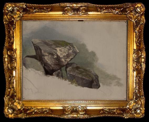 framed  Asher Brown Durand Study of a Rock, ta009-2