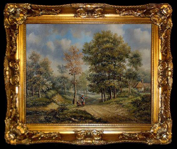 framed  Barend Cornelis Koekkoek Walk in the woods, ta009-2