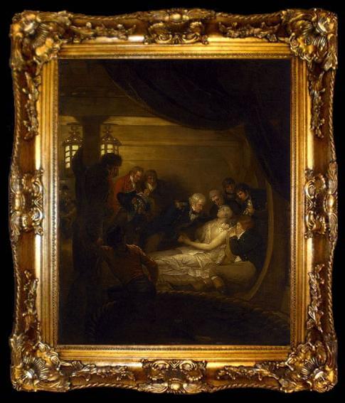 framed  Benjamin West Death of Lord Nelson in the Cockpit of the Ship, ta009-2